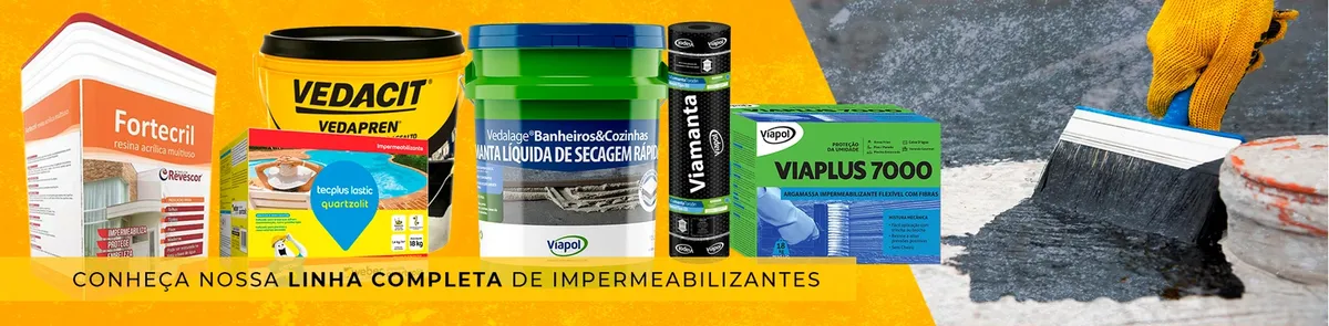 Linha completa de impermeabilizantes Vedacit, Viapol, Quartzolit e Viaplus disponível na Impermix