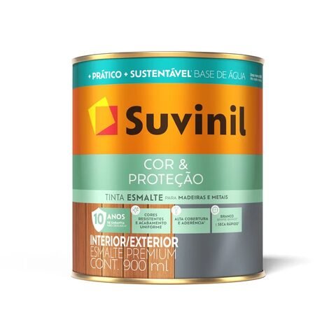 Lata de Esmalte Suvinil Cor & Proteção brilhante para madeira e metal