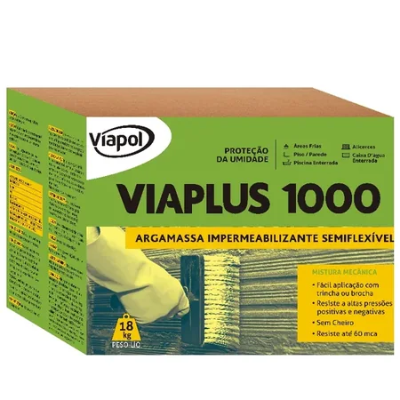 Viaplus 1000 18kg, argamassa impermeabilizante semiflexível da Viapol